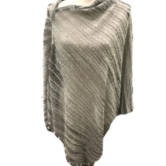 𝅺Anthropologie Sparrow Gray Wool Alpaca Poncho Sweater, One Size - Picture 1 of 10